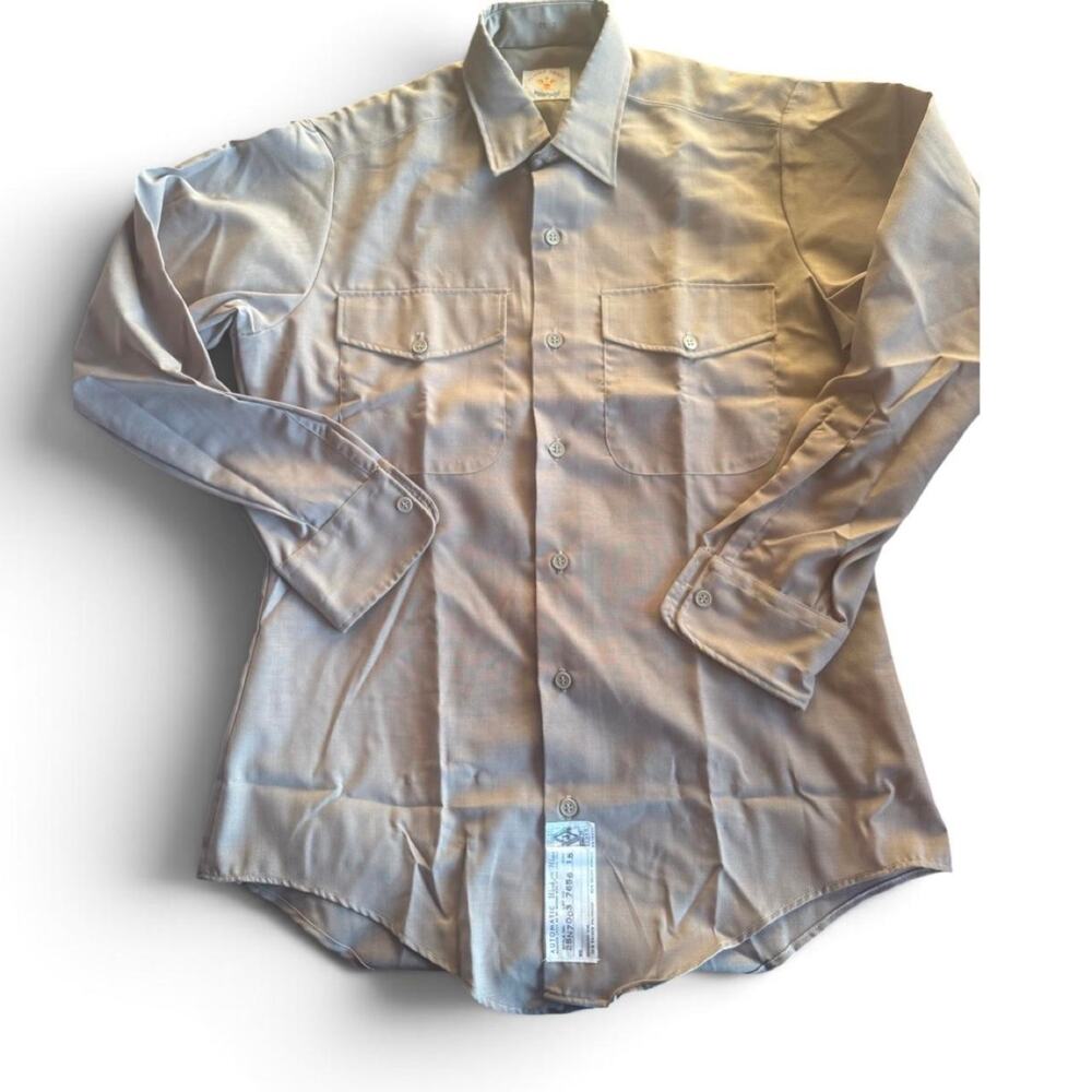 Vintage Flying Cross Washington Uniform Shirt Men’s 15-33 Tan Long Sleeve